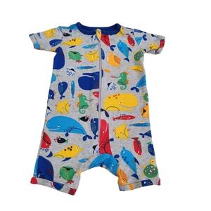 The Children's Place Baby Boy Sea Life Whale Cotton Romper size 6-9 Months
